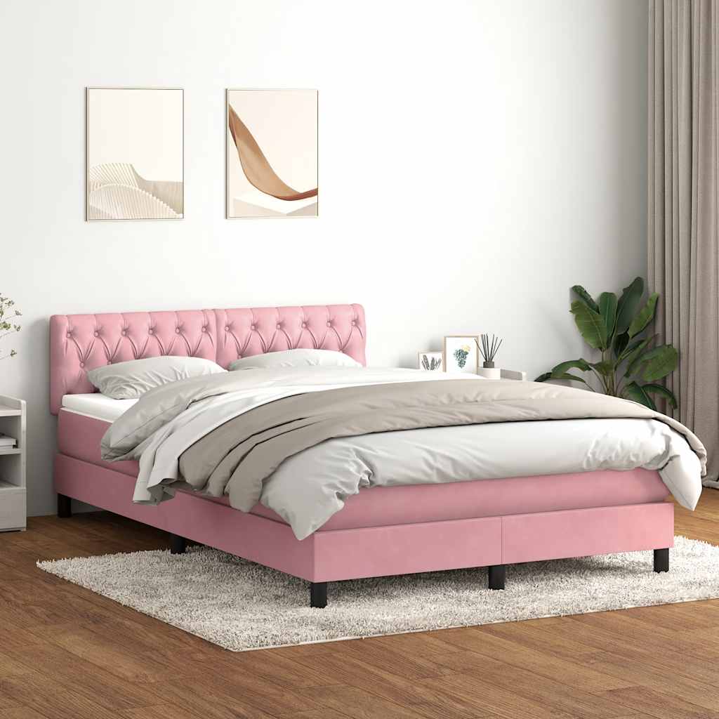 Giroletto a Molle con Materasso Rosa 140x210 cm in Velluto