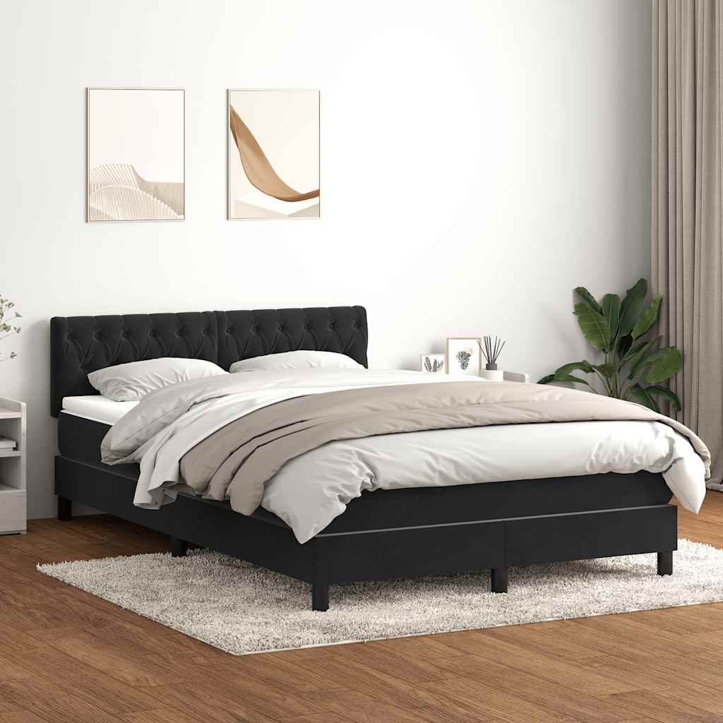 Letto a Molle con Materasso e LED Nero 160x210 cm in Velluto