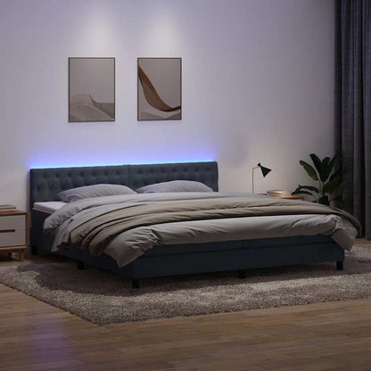 Letto a Molle con Materasso e LED Grigio Scuro 180x210 cm Velluto | homemem39