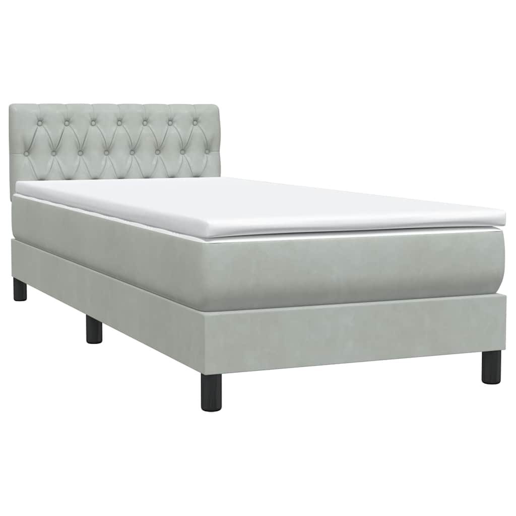 Letto a Molle con Materasso e LED Grigio Chiaro 80x220 cm Velluto | homemem39