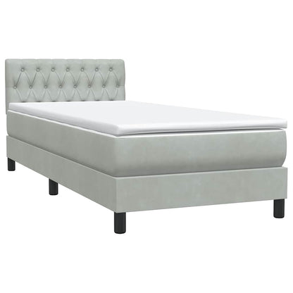 Letto a Molle con Materasso e LED Grigio Chiaro 80x220 cm Velluto | homemem39