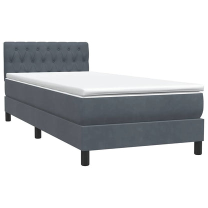 Letto a Molle con Materasso e LED Grigio Scuro 80x220 cm Velluto | homemem39