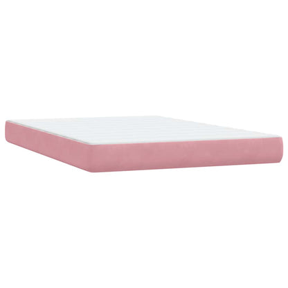 Letto a Molle con Materasso e LED Rosa 140x220 cm in Velluto