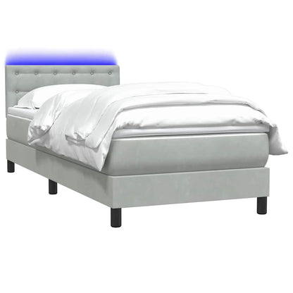 Letto a Molle con Materasso e LED Grigio Chiaro 80x210 cm Velluto | homemem39