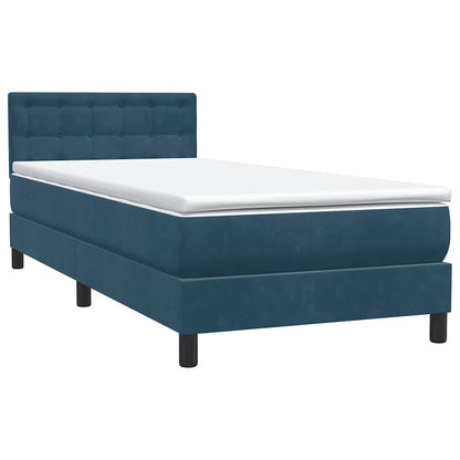 Letto a Molle con Materasso e LED Blu Scuro 80x210 cm Velluto | homemem39