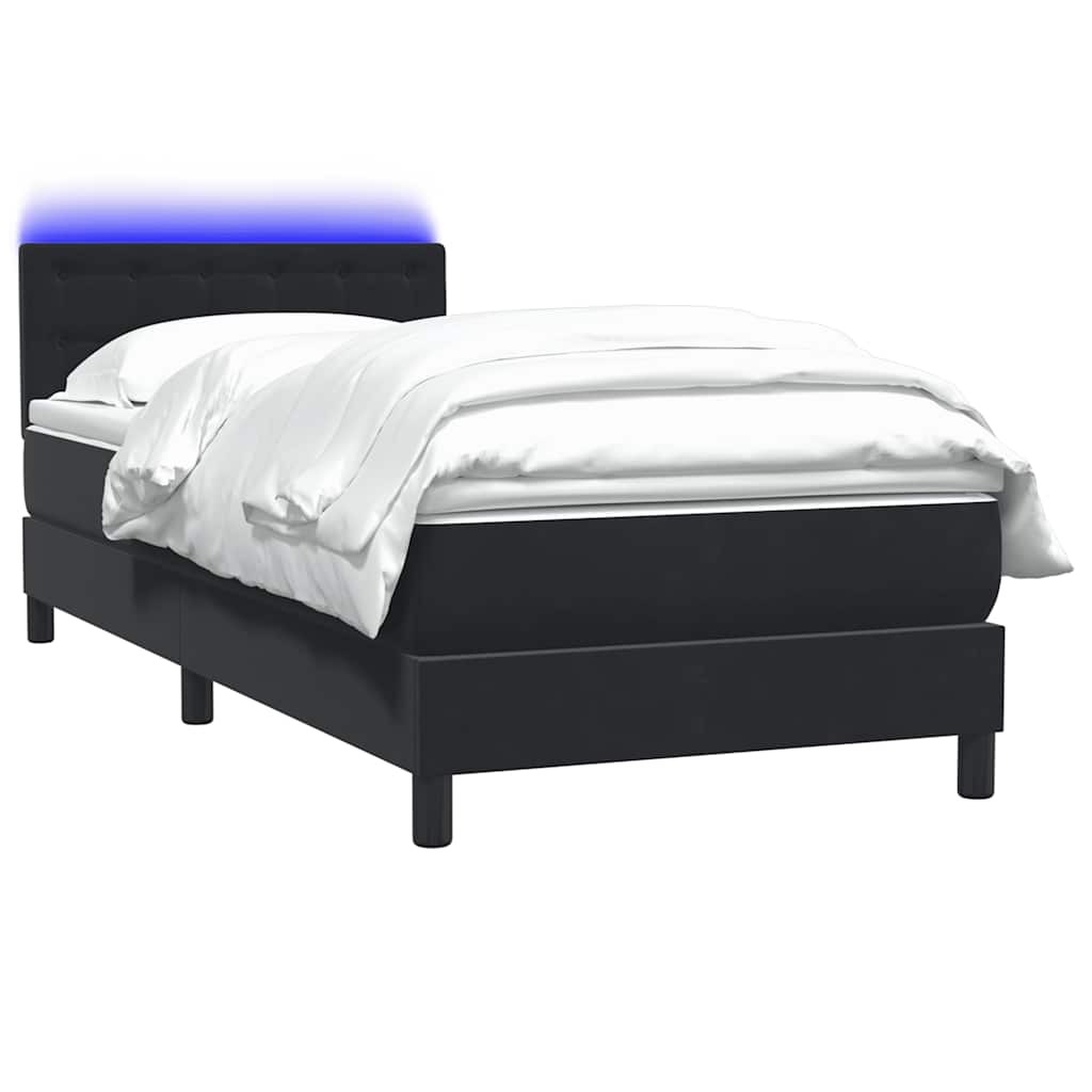 Letto a Molle con Materasso e LED Nero 90x210 cm in Velluto | homemem39
