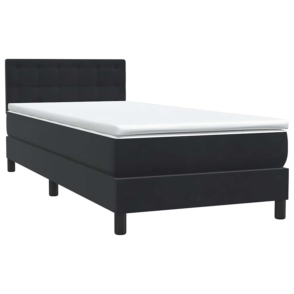 Letto a Molle con Materasso e LED Nero 90x210 cm in Velluto | homemem39