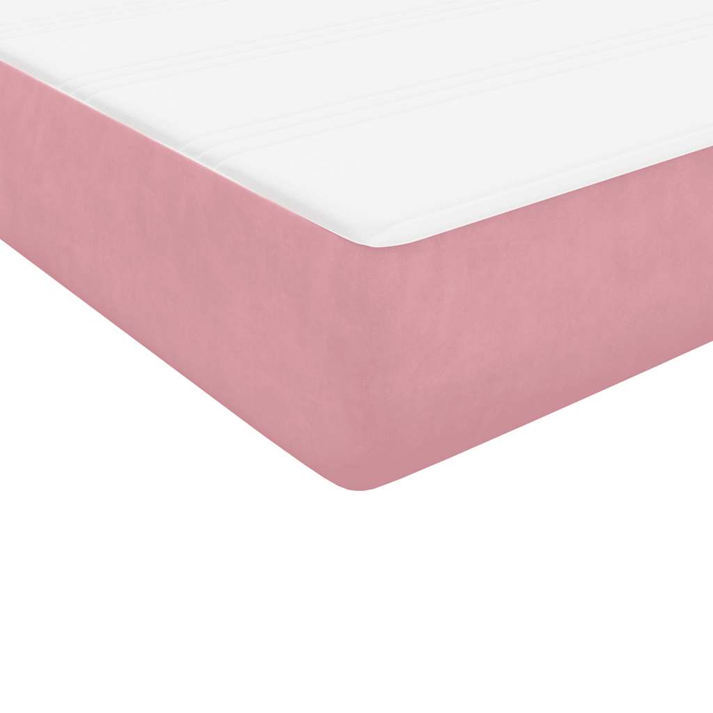 Letto a Molle con Materasso e LED Rosa 90x210 cm Velluto