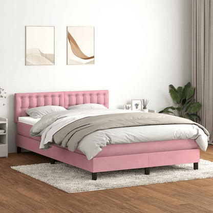 Letto a Molle con Materasso e LED Rosa 140x210 cm in Velluto
