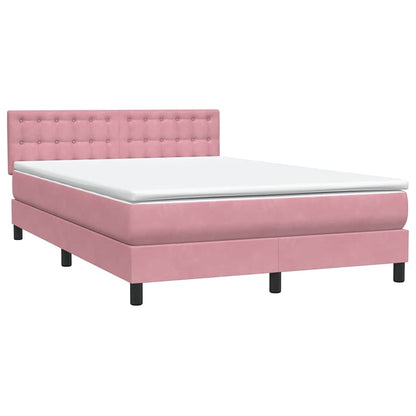 Letto a Molle con Materasso e LED Rosa 140x210 cm in Velluto