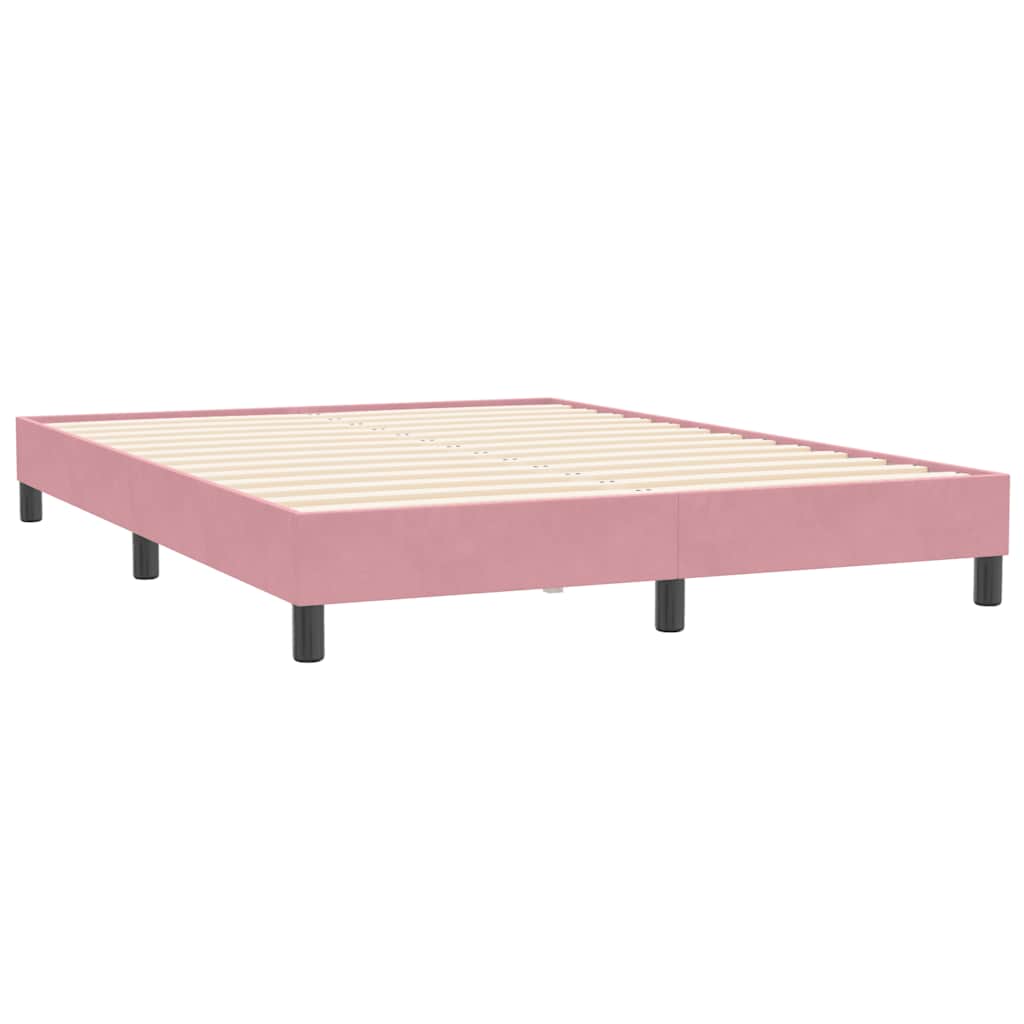 Letto a Molle con Materasso e LED Rosa 140x210 cm in Velluto