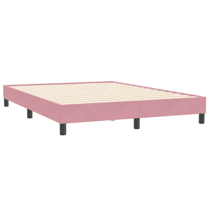Letto a Molle con Materasso e LED Rosa 140x210 cm in Velluto
