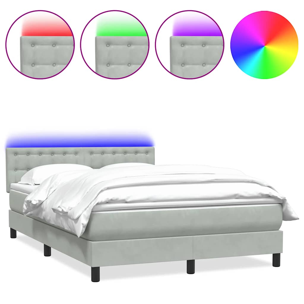 Letto a Molle con Materasso e LED Grigio Chiaro 160x210cm Velluto | homemem39