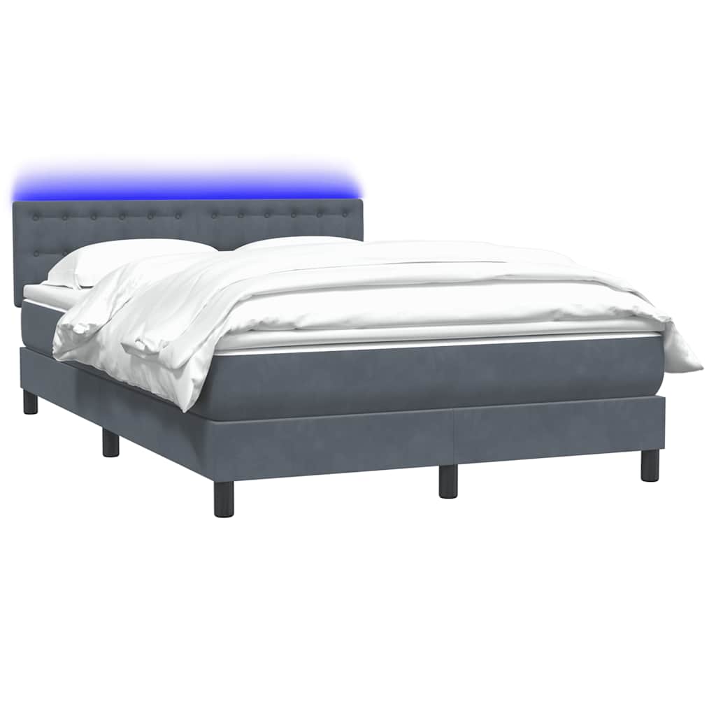 Letto a Molle con Materasso e LED Grigio Scuro 160x210 cm Velluto | homemem39