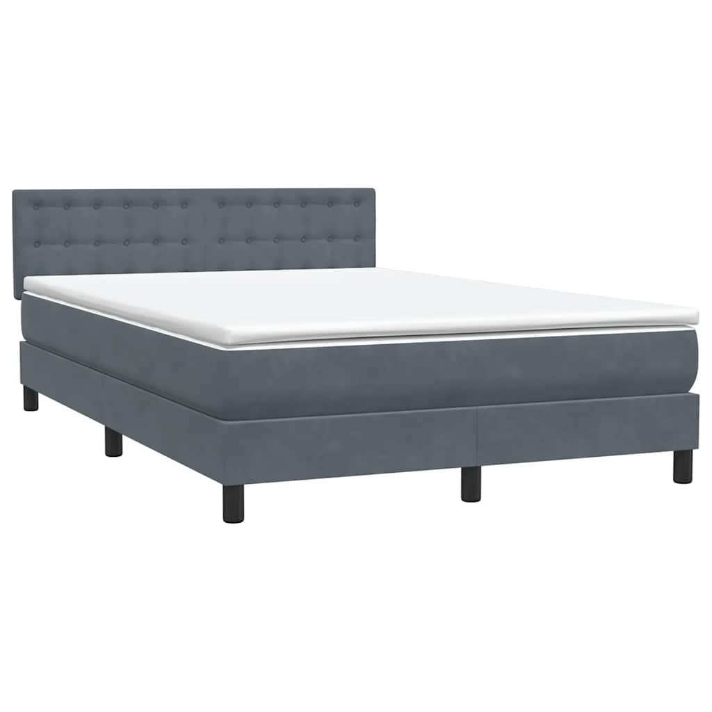 Letto a Molle con Materasso e LED Grigio Scuro 160x210 cm Velluto | homemem39
