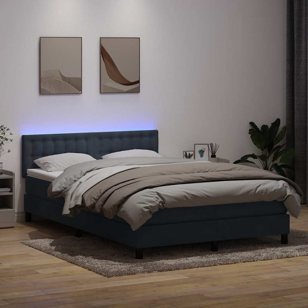 Letto a Molle con Materasso e LED Grigio Scuro 160x210 cm Velluto | homemem39