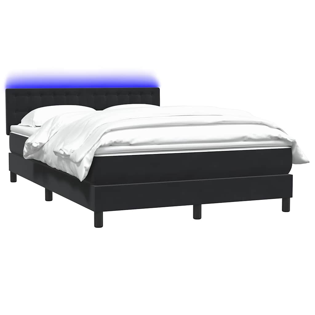Letto a Molle con Materasso e LED Nero 160x210 cm in Velluto