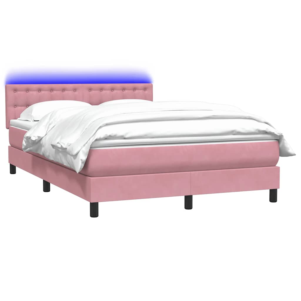 Letto a Molle con Materasso e LED Rosa 160x210 cm in Velluto | homemem39