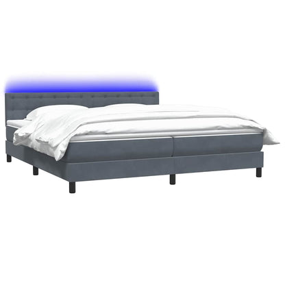 Letto a Molle con Materasso e LED Grigio Scuro 180x210 cm Velluto | homemem39