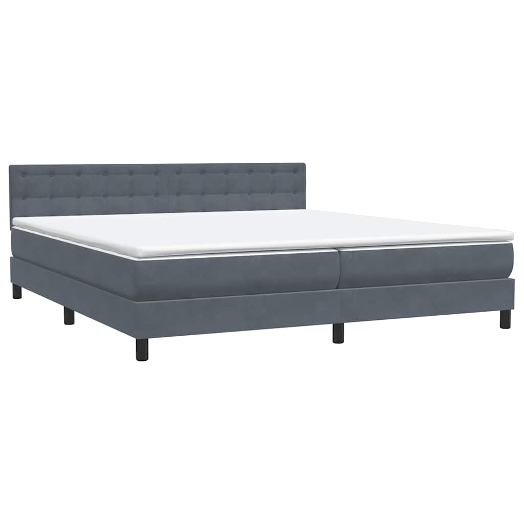 Letto a Molle con Materasso e LED Grigio Scuro 180x210 cm Velluto | homemem39