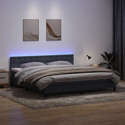 Letto a Molle con Materasso e LED Grigio Scuro 180x210 cm Velluto | homemem39