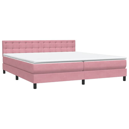 Letto a Molle con Materasso e LED Rosa 180x210 cm in Velluto | homemem39