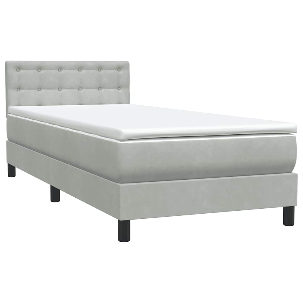 Letto a Molle con Materasso e LED Grigio Chiaro 80x220 cm Velluto | homemem39
