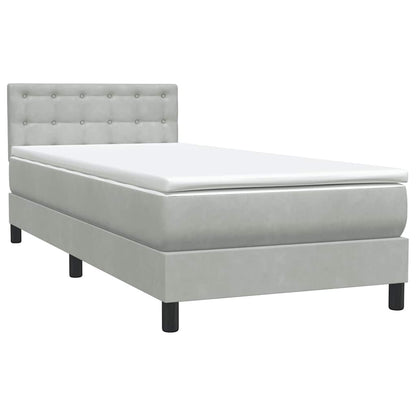Letto a Molle con Materasso e LED Grigio Chiaro 80x220 cm Velluto | homemem39