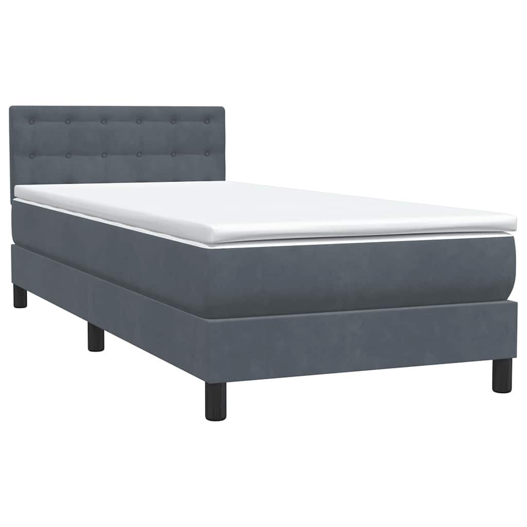 Letto a Molle con Materasso e LED Grigio Scuro 80x220 cm Velluto