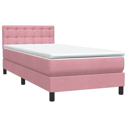 Letto a Molle con Materasso e LED Rosa 80x220 cm Velluto | homemem39