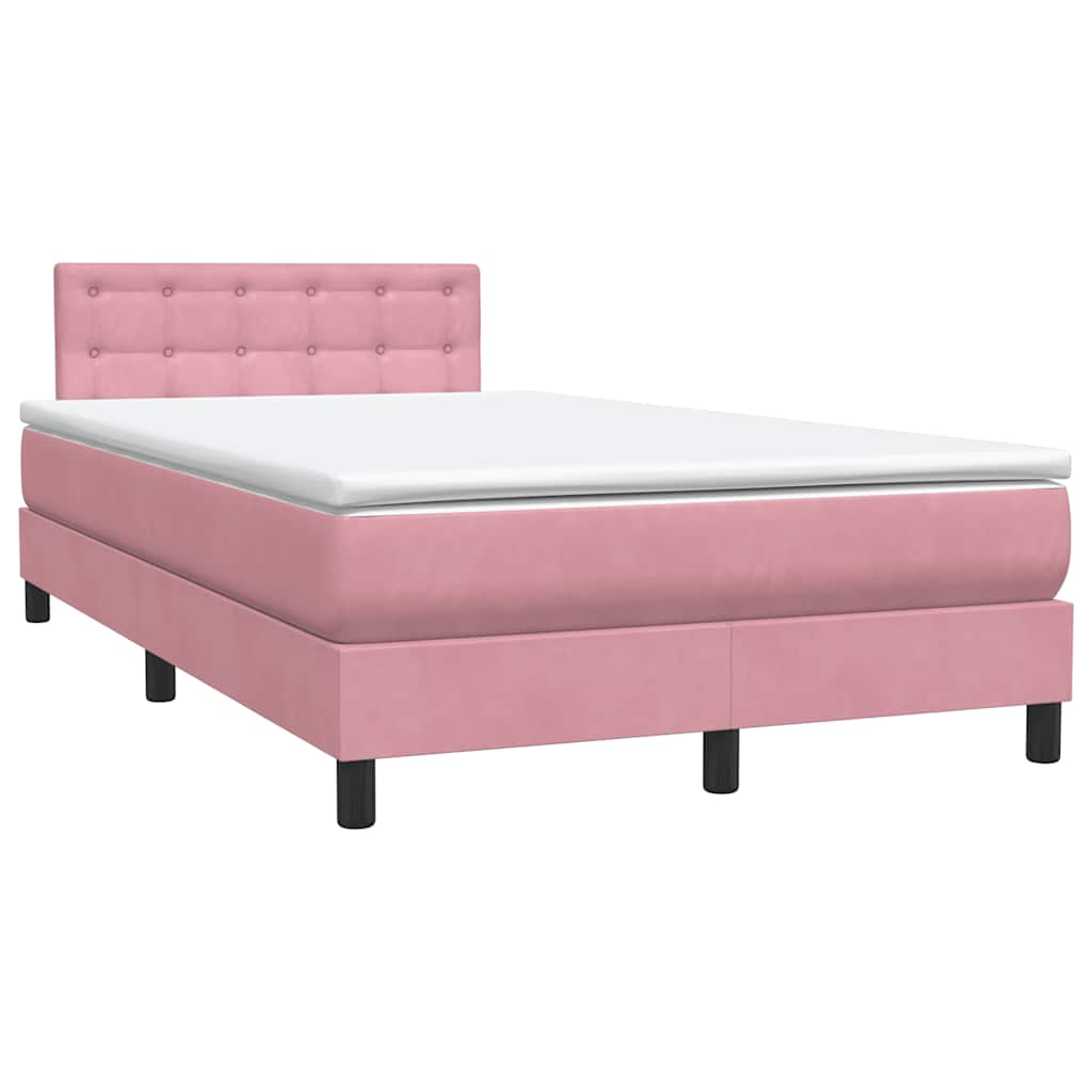 Letto a Molle con Materasso e LED Rosa 120x220 cm in Velluto