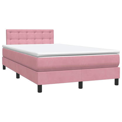 Letto a Molle con Materasso e LED Rosa 120x220 cm in Velluto