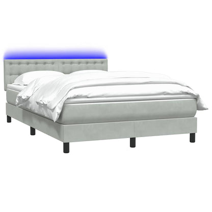 Letto a Molle con Materasso e LED Grigio Chiaro 160x220cm Velluto | homemem39