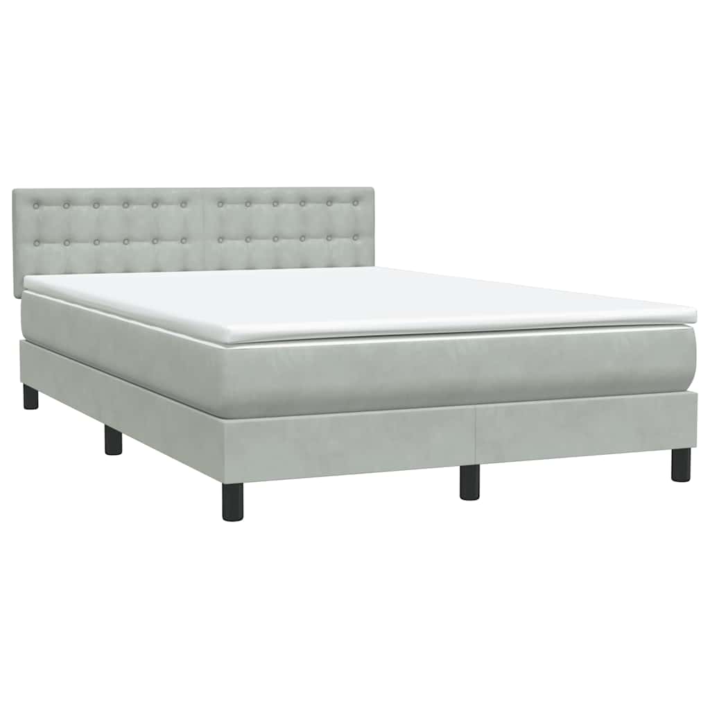 Letto a Molle con Materasso e LED Grigio Chiaro 160x220cm Velluto | homemem39
