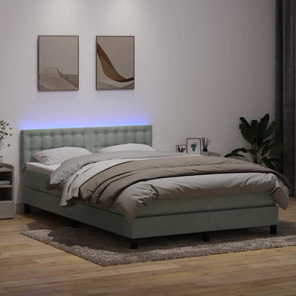 Letto a Molle con Materasso e LED Grigio Chiaro 160x220cm Velluto | homemem39