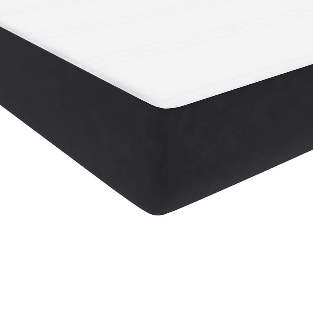 Letto a Molle con Materasso e LED Nero 160x220 cm in Velluto