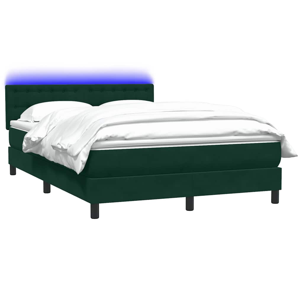 Letto a Molle con Materasso e LED Verde Scuro 160x220 cm Velluto | homemem39