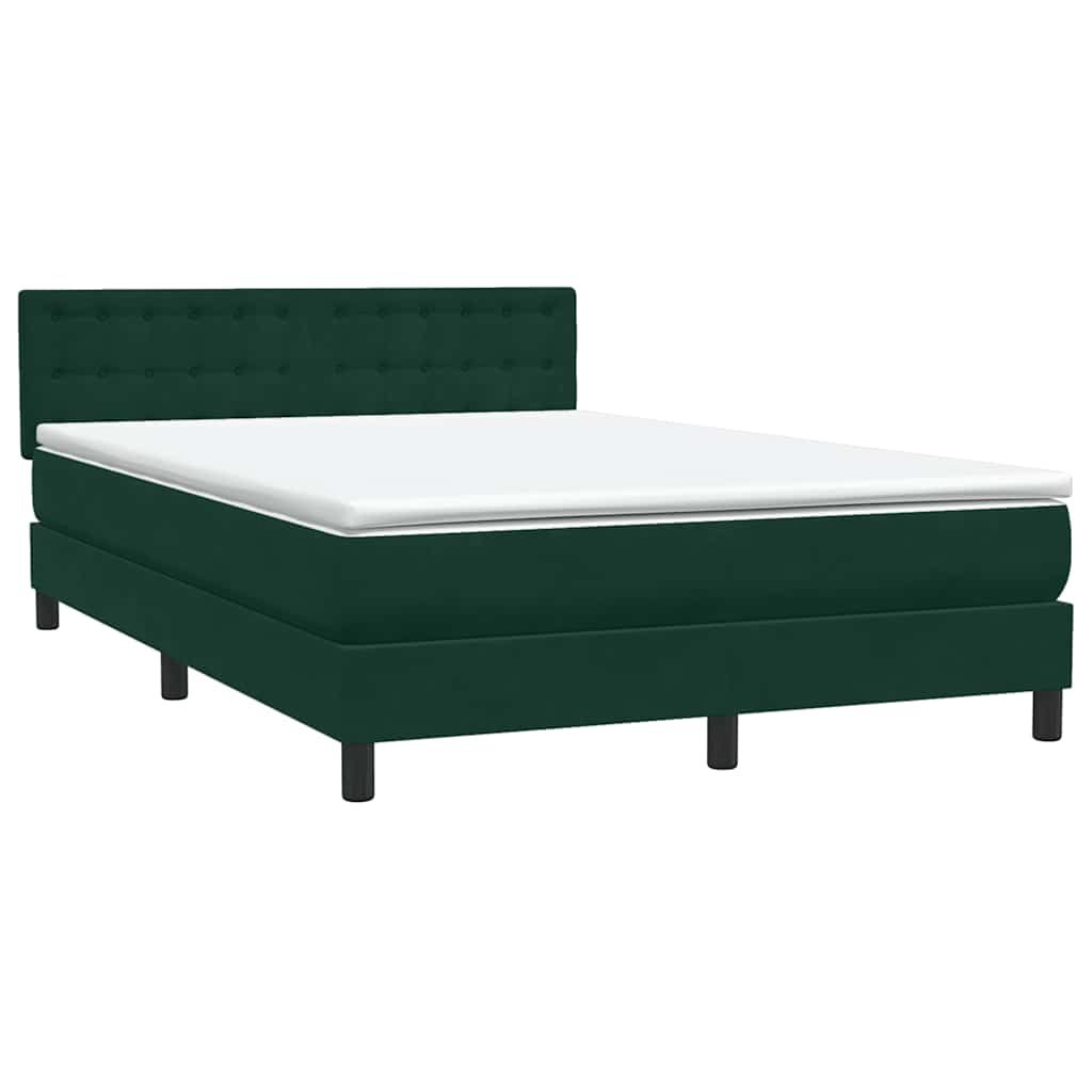 Letto a Molle con Materasso e LED Verde Scuro 160x220 cm Velluto | homemem39