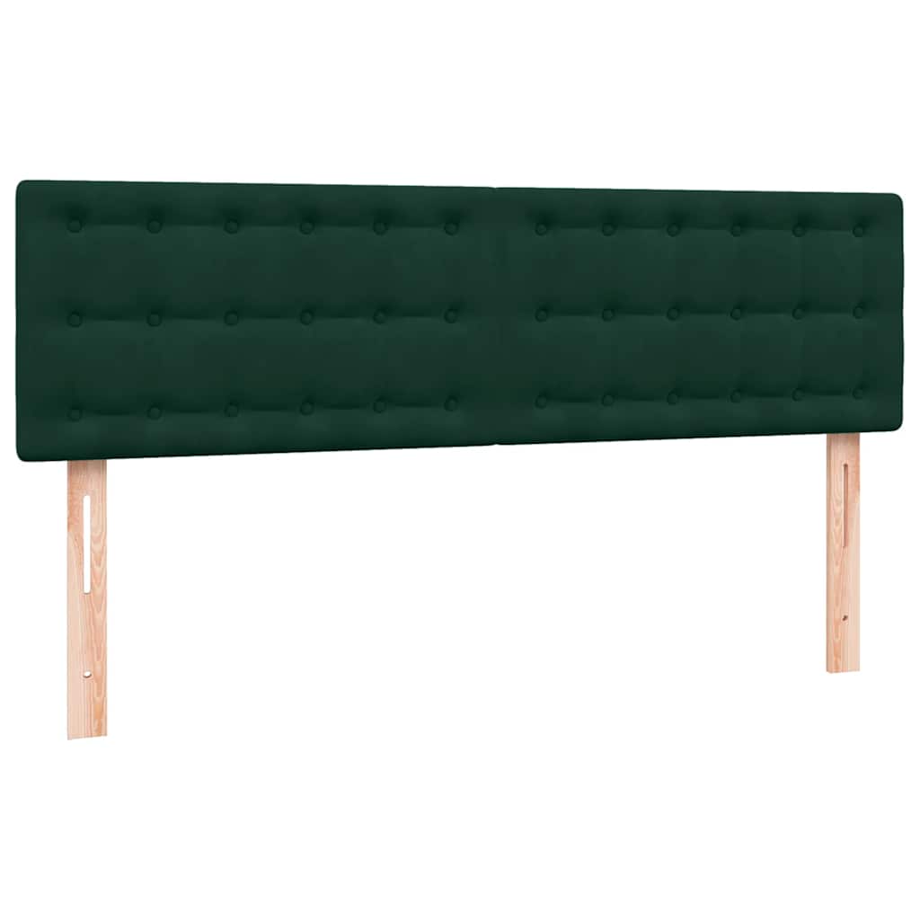 Letto a Molle con Materasso e LED Verde Scuro 160x220 cm Velluto | homemem39