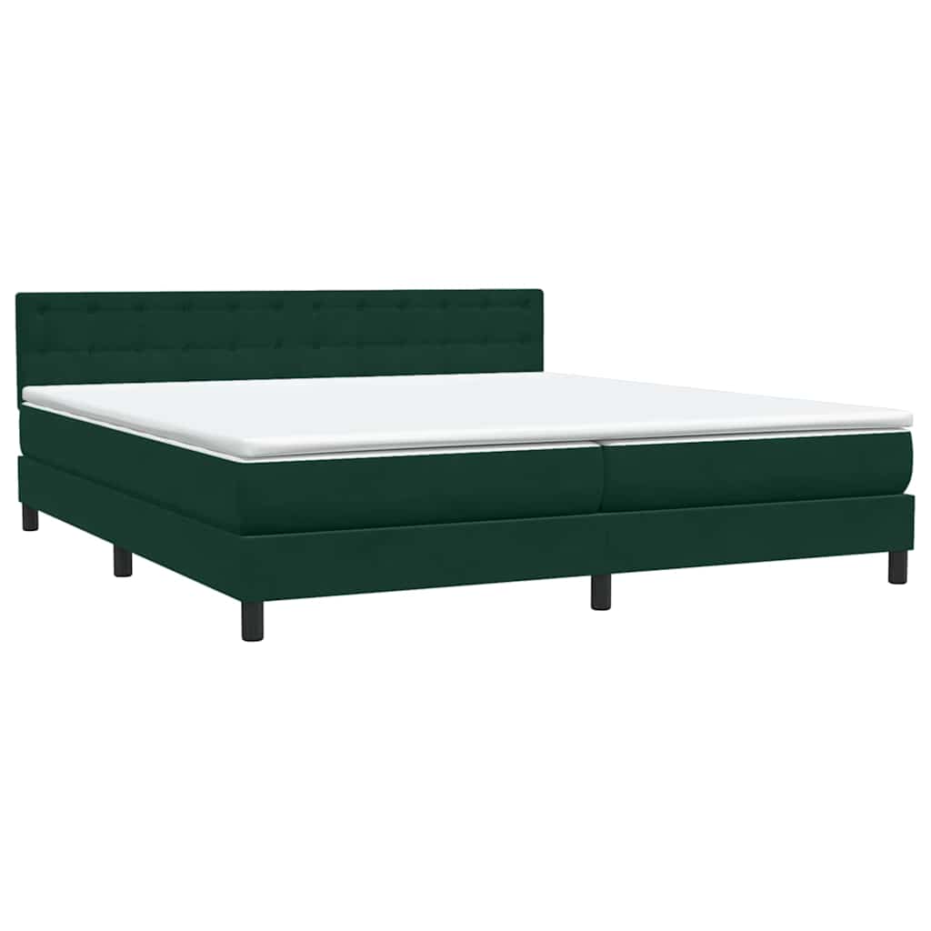 Letto a Molle con Materasso e LED Verde Scuro 180x220 cm Velluto | homemem39