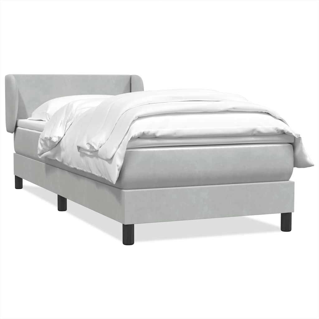 Giroletto a Molle con Materasso Grigio Chiaro 80x210 cm Velluto | homemem39