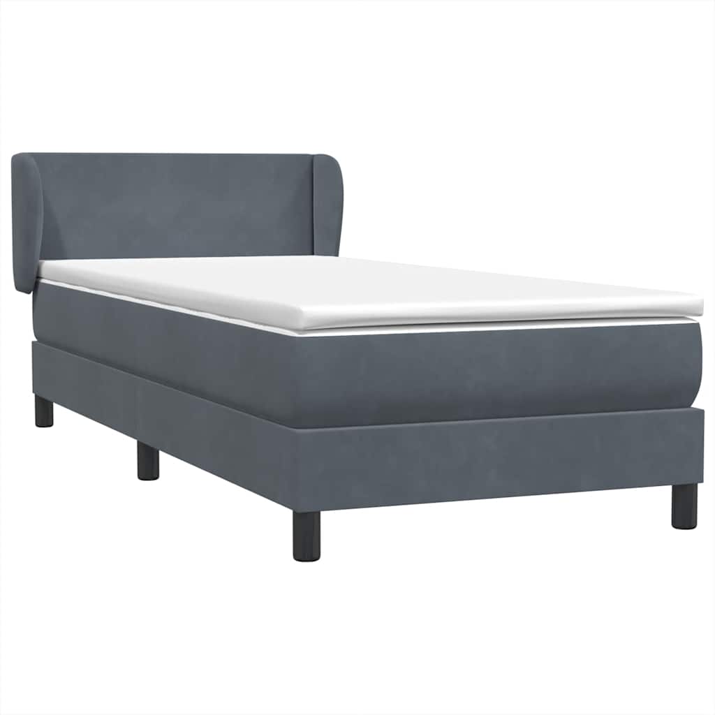 Giroletto a Molle con Materasso Grigio Scuro 80x210 cm Velluto | homemem39