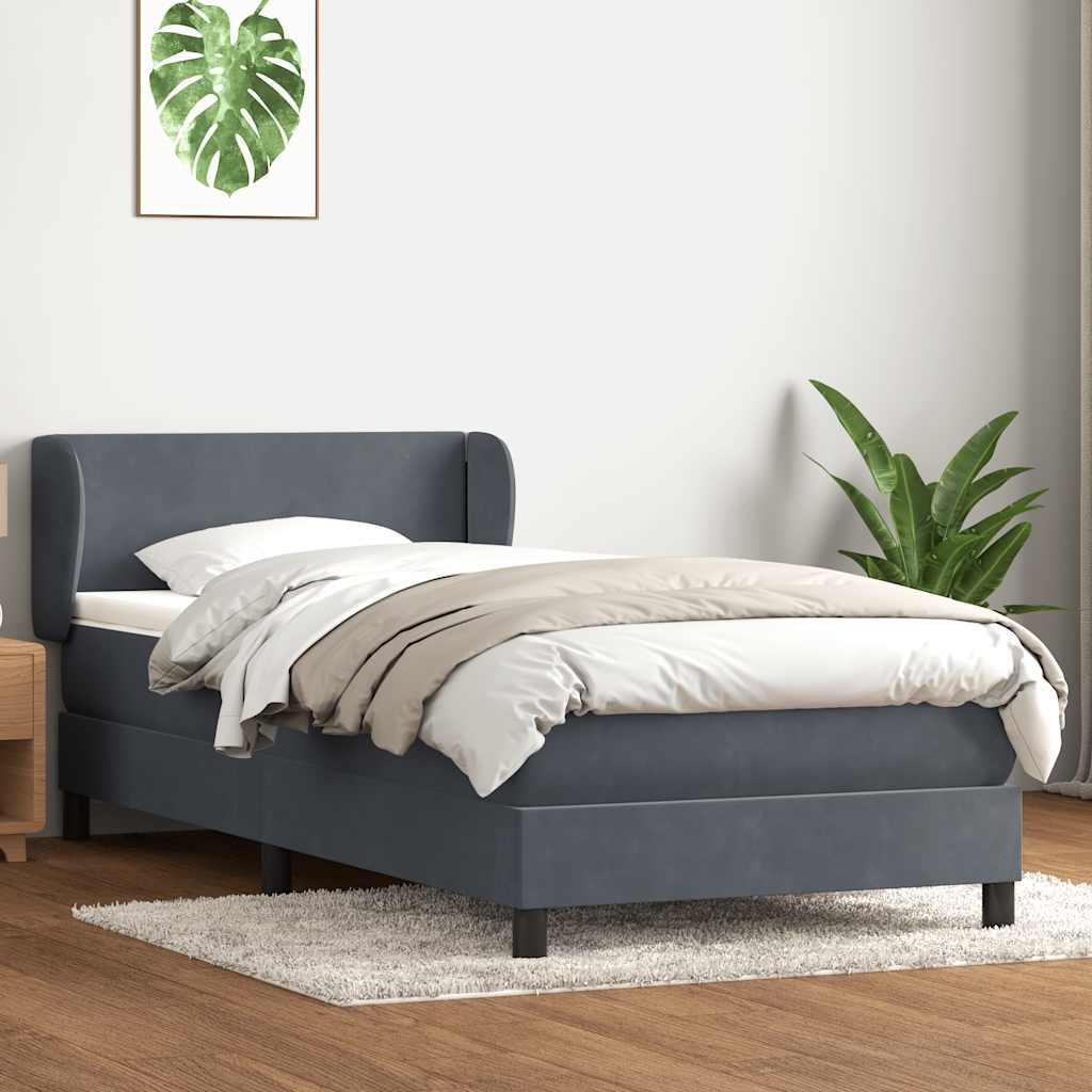 Giroletto a Molle con Materasso Grigio Scuro 80x210 cm Velluto | homemem39