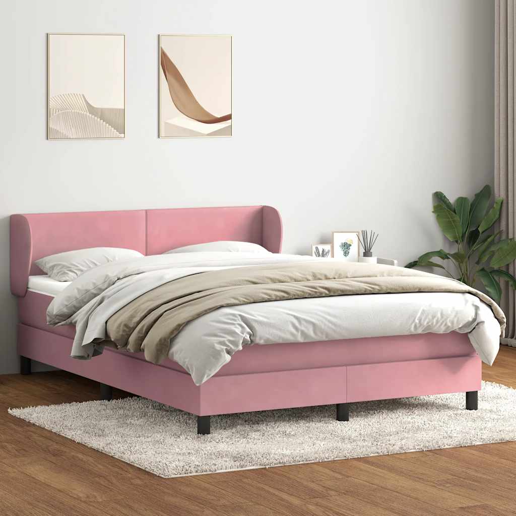 Giroletto a Molle con Materasso Rosa 140x210 cm in Velluto