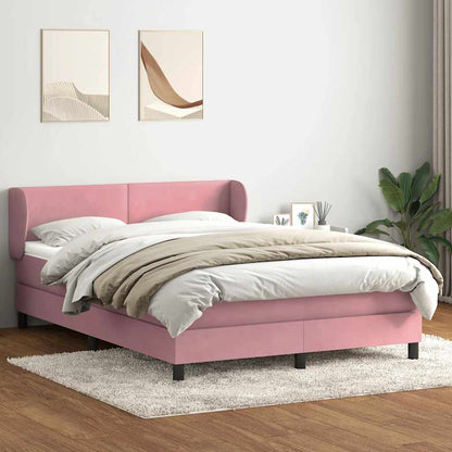 Giroletto a Molle con Materasso Rosa 140x210 cm in Velluto