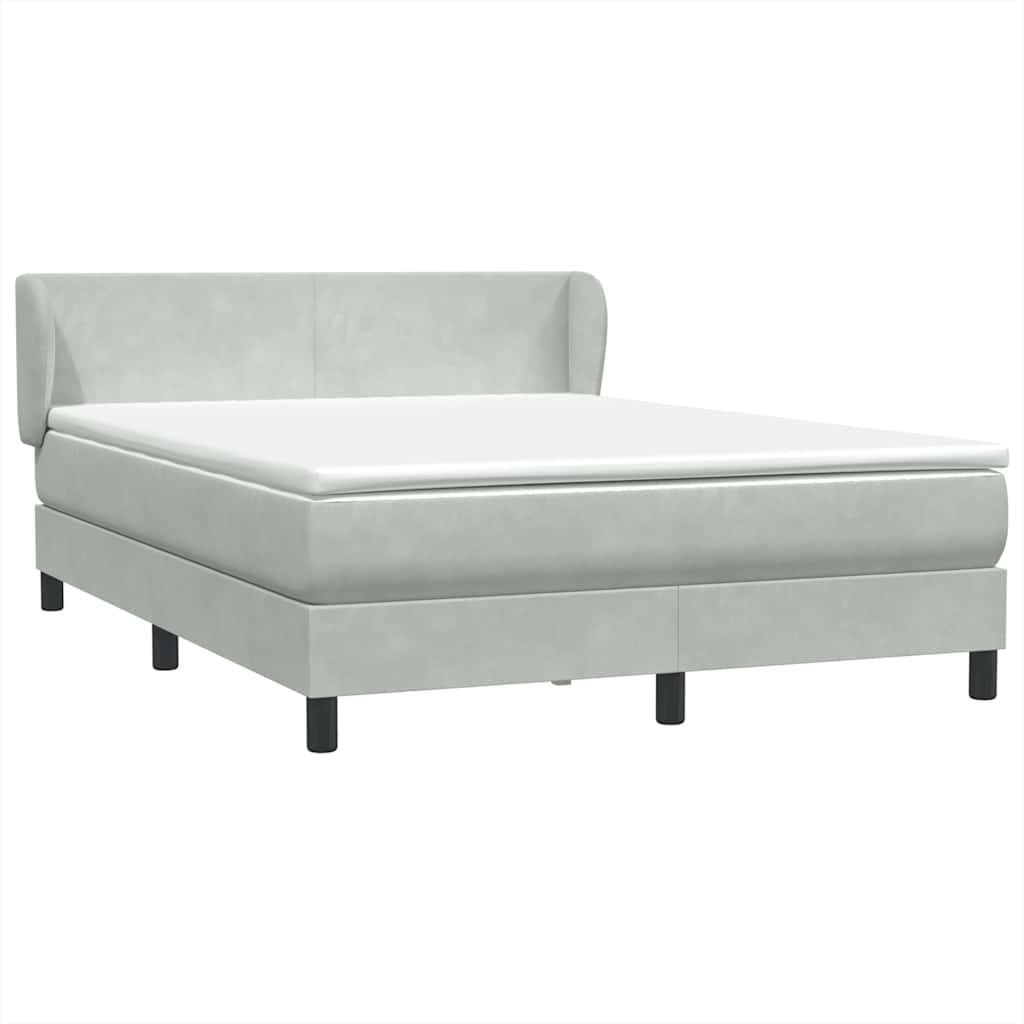 Giroletto a Molle con Materasso Grigio Chiaro 160x210cm Velluto