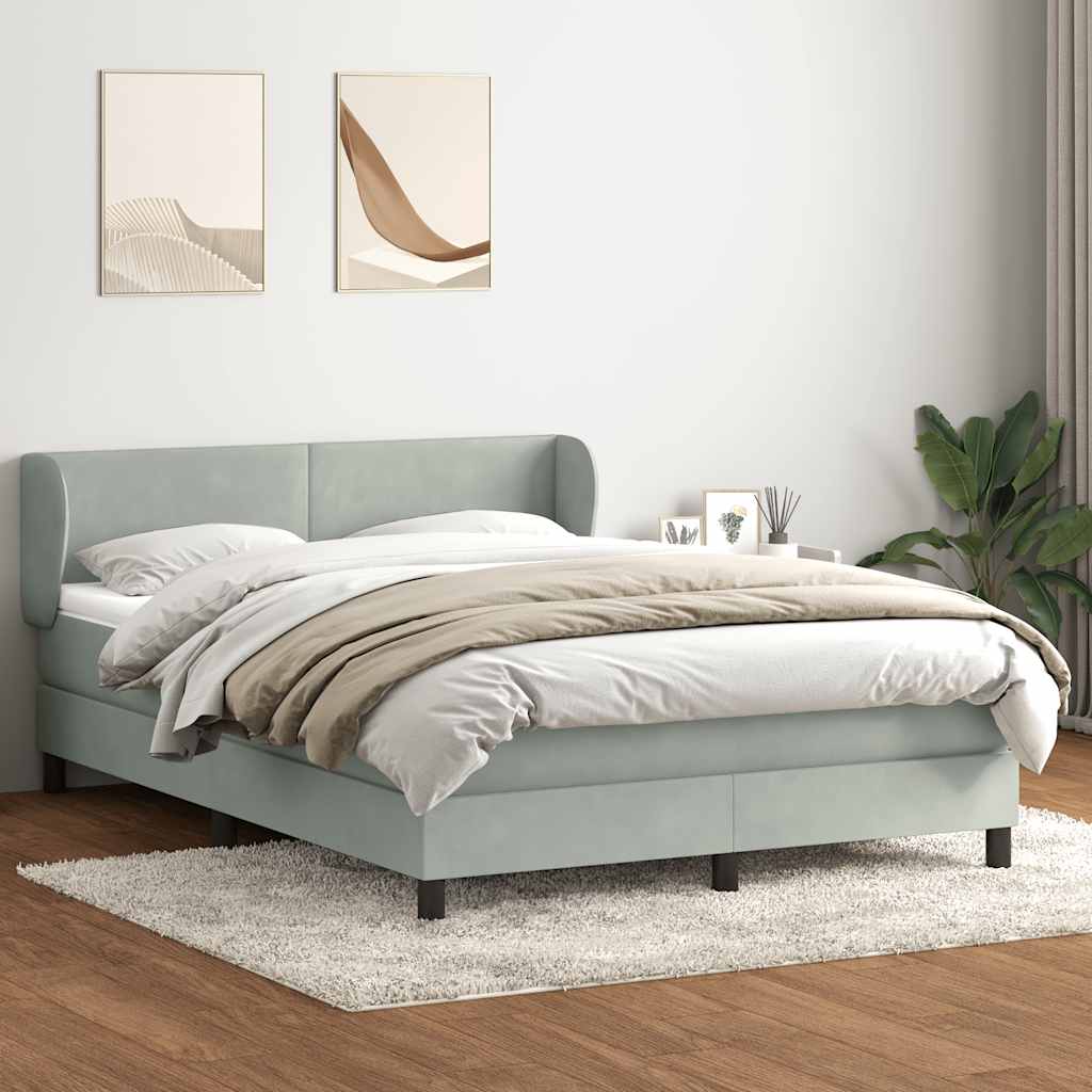 Giroletto a Molle con Materasso Grigio Chiaro 160x210cm Velluto