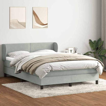 Giroletto a Molle con Materasso Grigio Chiaro 160x210cm Velluto