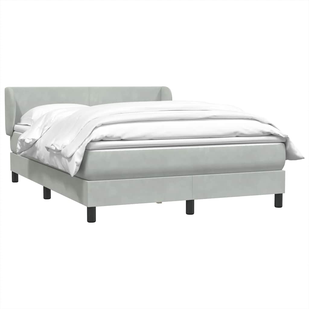 Giroletto a Molle con Materasso Grigio Chiaro 160x210cm Velluto