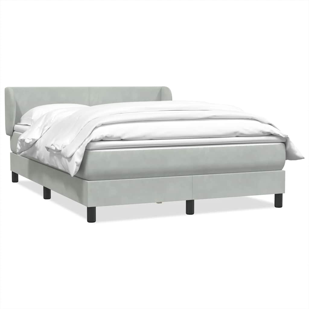 Giroletto a Molle con Materasso Grigio Chiaro 160x210cm Velluto